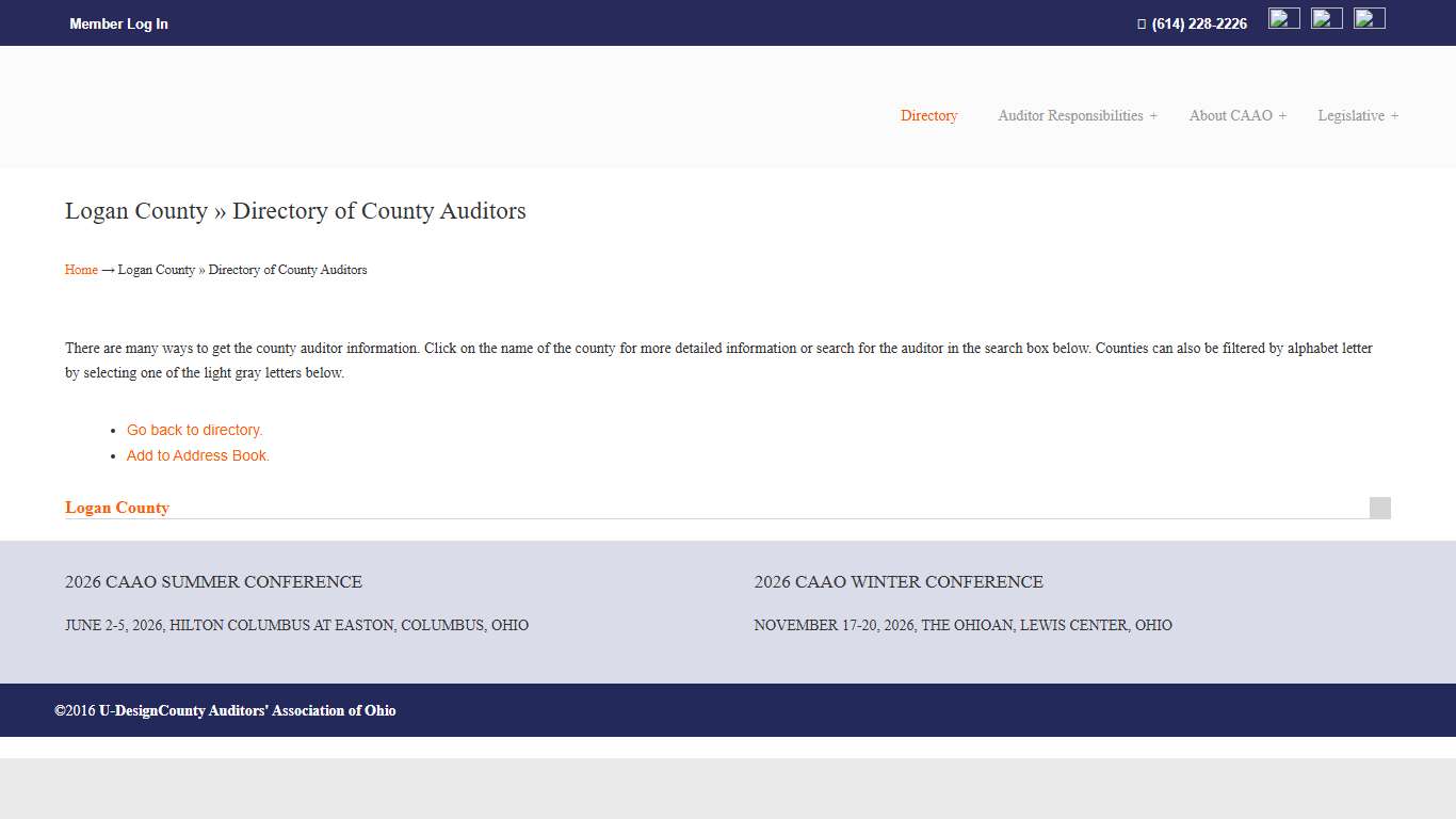 Logan County » Directory of County Auditors – CAAO