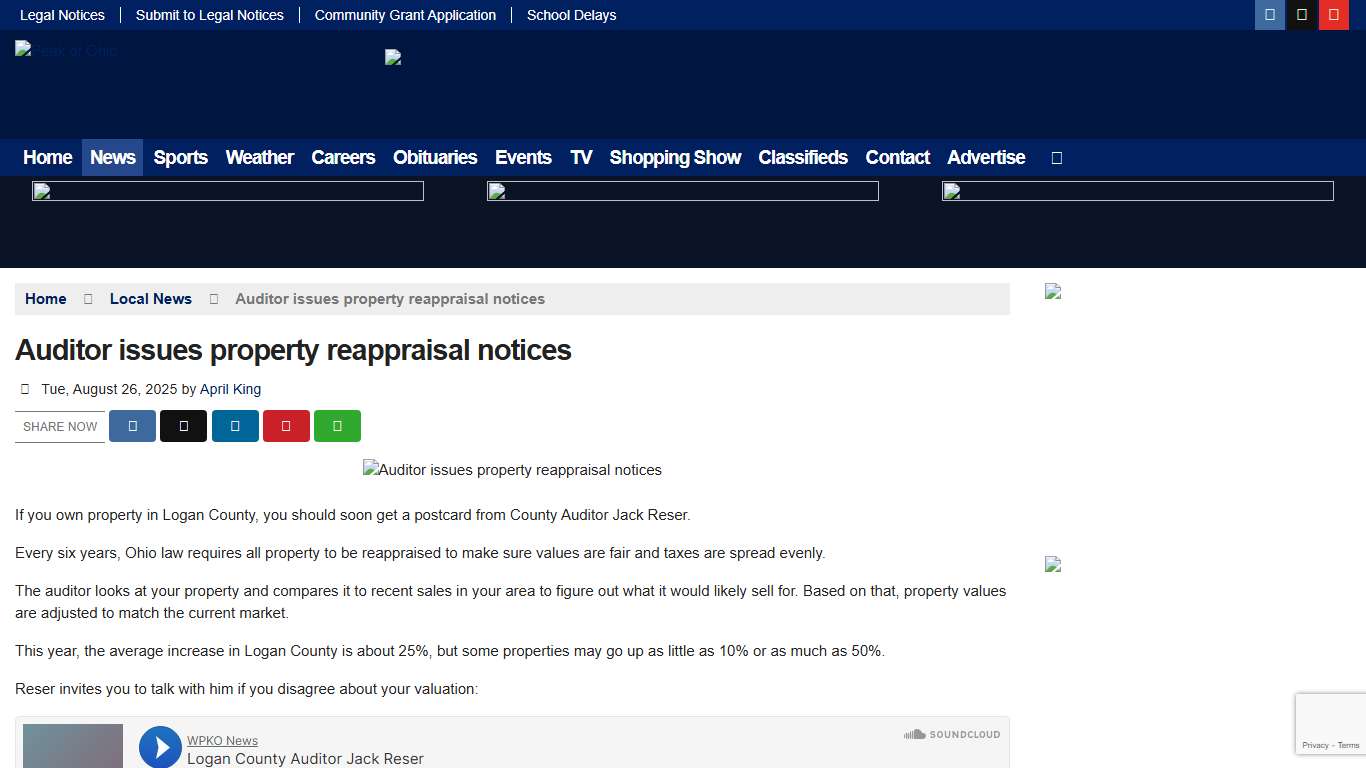 Auditor issues property reappraisal notices – Peak of Ohio